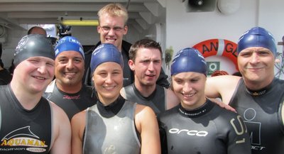 (v.l.) Jens Nathmann (DLRG Harsewinkel), Andreas Herse (DLRG Harsewinkel), Vanessa Kröger (DLRG Harsewinkel), André Westermann (DLRG Gütersloh), Claas Bradler (DLRG Harsewinkel), Tami von Broich (DLRG Harsewinkel), Andreas Rischer (DLRG Harsewinkel)